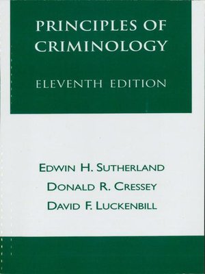 cover image of Principles of Criminology